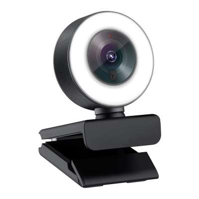 1080P HD Streaming Webcam Computer Video Camera 2 Megapixels Auto Focus 360 Rotation with 3 Levels Adjustable Ring Light