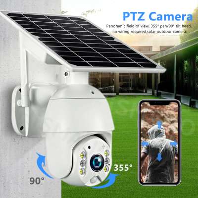 WIFI  1080P 8W Solar Panel Outdoor PTZ Camera H.265 IP66 WaterProof PIR Two Way Audio Security CCTV Dome Camera